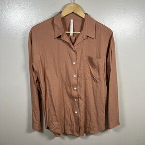 The Group Babaton Reno Button Up Shirt Size Small Brown Work Career Neutral